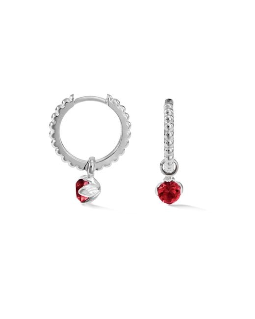 Dower & Hall Metallic Garnet Charm On Large Dotty Orissa Hoops