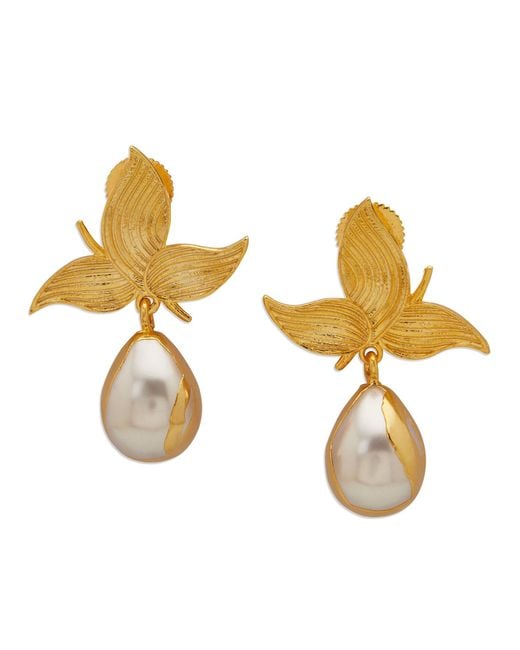Dhwani Bansal Metallic Zooni Earrings With Baroque Pearls