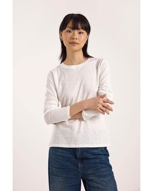 Brodie Cashmere White Long Sleeve Crew Neck