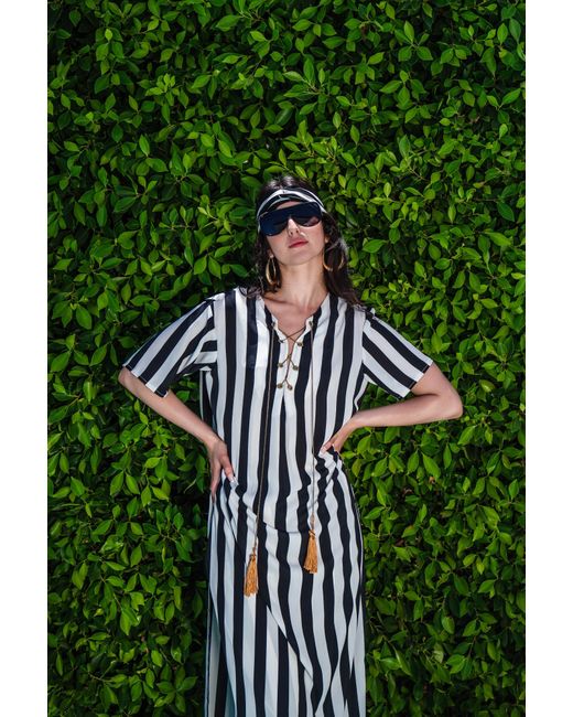 Jennafer Grace Black Corsaire Stripe Tunic & Palazzo Set