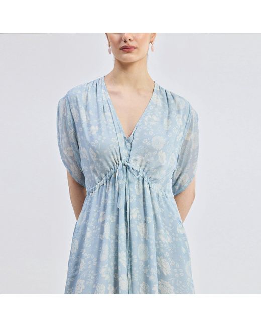 REISTOR Blue Maxi Gathered Dress