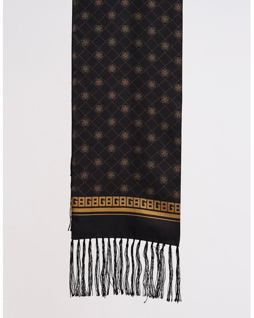Gresham Blake Black Gb Logo Silk Scarf for men