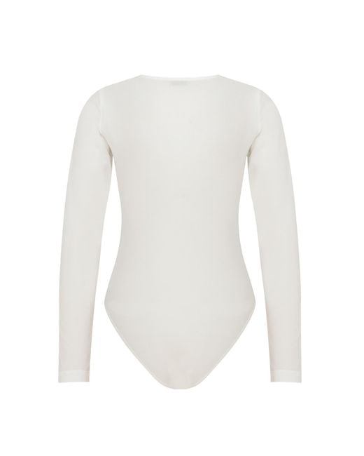 Maan Istanbul White V-Neck Knot Detail Bodysuit