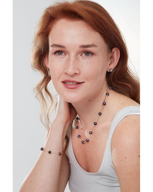Pearls of the Orient Online Metallic Gratia Plated Chain Necklace With Cultured Freshwater Pearls
