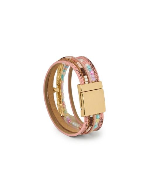 Saachi Metallic Bohemian Blush Layered Bracelet