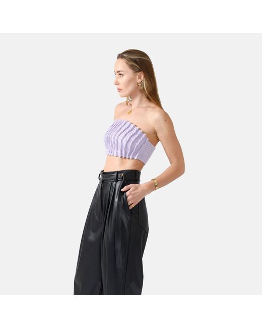 Kargede Purple Lilac Knit Bandeau Top – Strapless, Fitted & Cropped