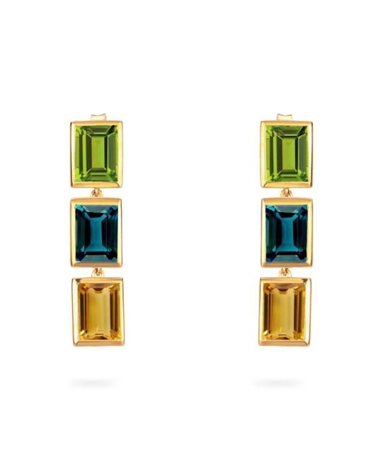 Augustine Jewels Green Peridot Topaz Citrine Drop Earrings