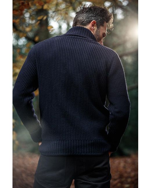 &SONS Trading Co Blue Sons Port Shawl Collar Jumper for men