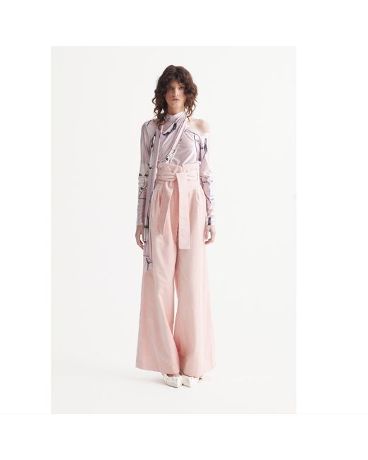 Julia Allert Pink Velvet High Waist Trousers