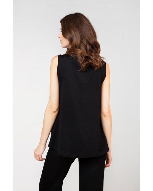 Conquista Black Striped Sleeveless Top