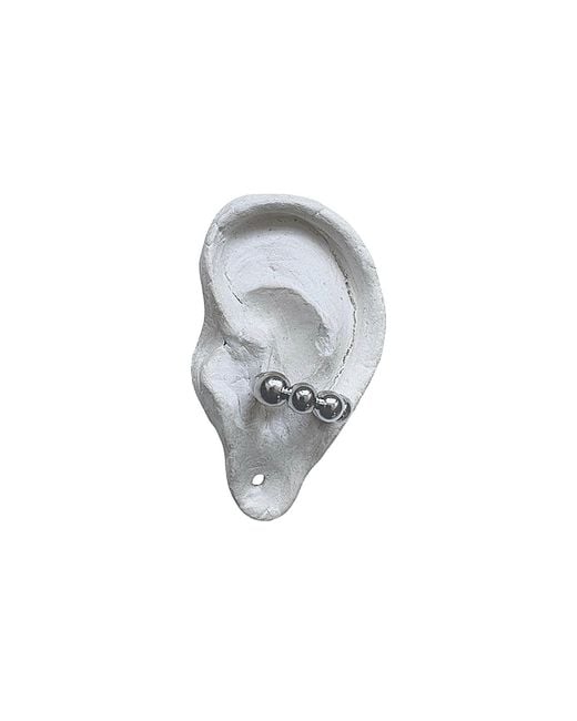 London Atelier Byproduct Gray C Shaped Hoop Ball Clip Earrings