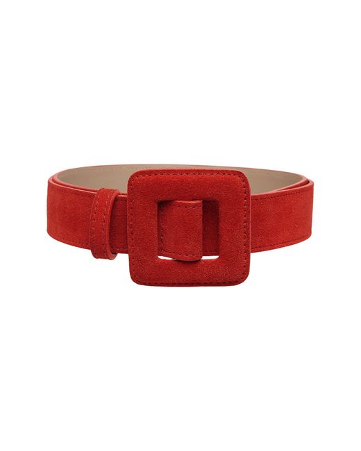 BeltBe Red Mini Square Suede Buckle Belt