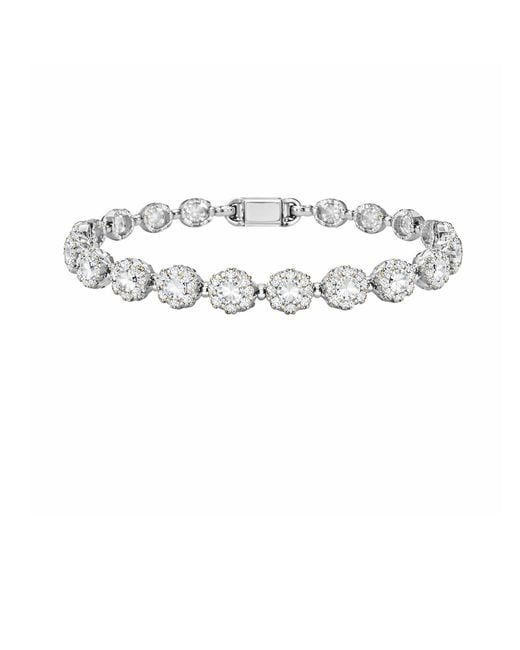 Maison De Gala Metallic Floral Crystal Tennis Bracelet