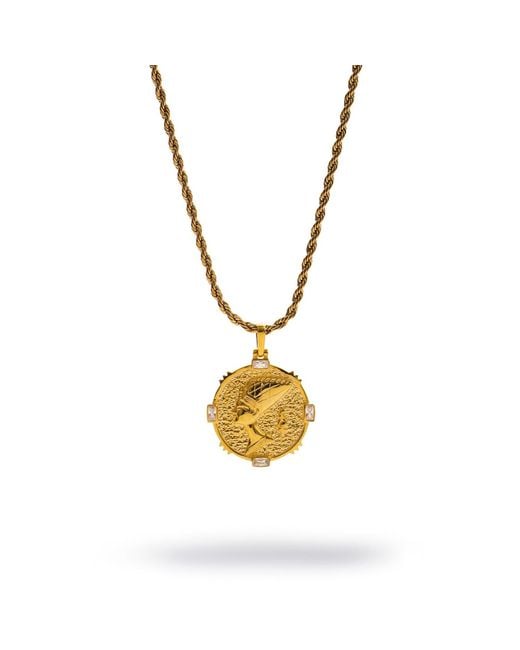 Ebru Jewelry Metallic Queen Nefertiti Medallion Necklace