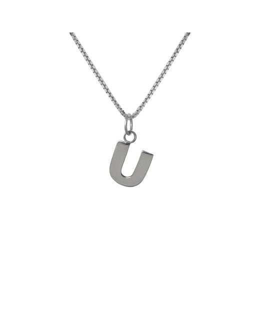 Edge Only Metallic Letter Pendant "U" Initial Necklace Sterling for men