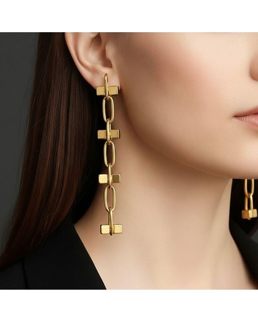 Jaredjamin Metallic Blockbuster Four Block Earrings