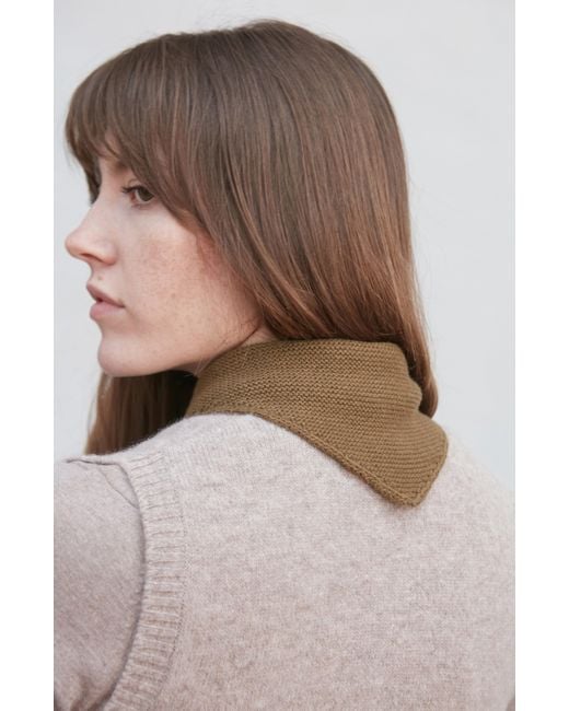 Paul James Knitwear Brown Cotton Garter Knit Fynn Mini Neckerchief