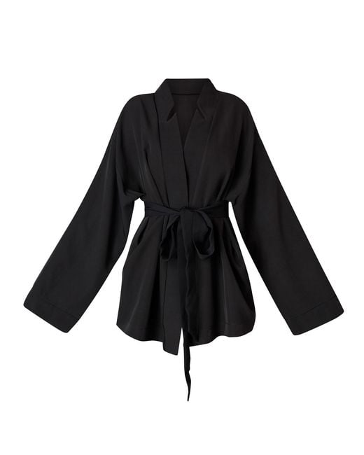 LIA ARAM Black Fluid Wrap Blazer