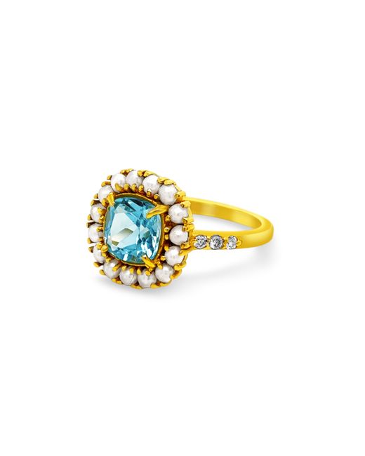 GEM BAZAAR Metallic Diana Topaz Pearl Ring