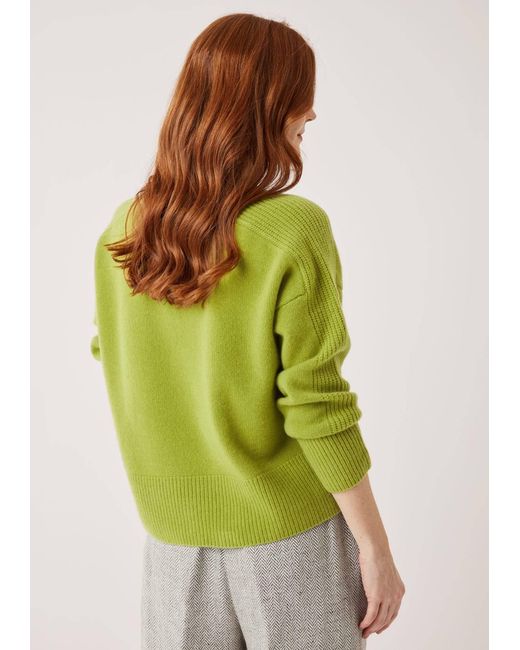 Loop Cashmere Green V Neck Lofty Sweatshirt