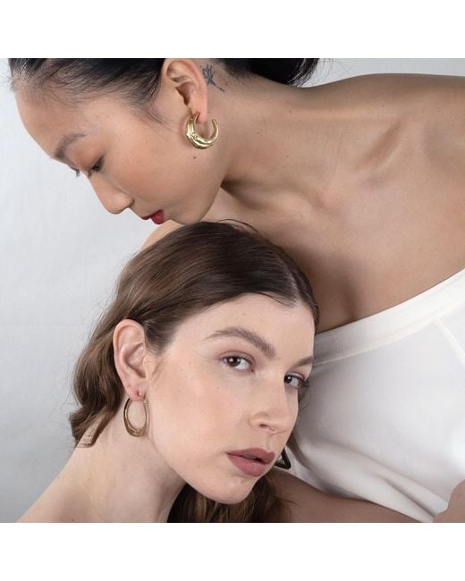 Rare Matters Jewelry Metallic Curved Hoop Embrace Earrings
