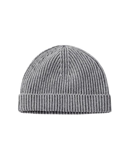 Salts Cashmere Gray Knitted Fishermens Rib Beanie