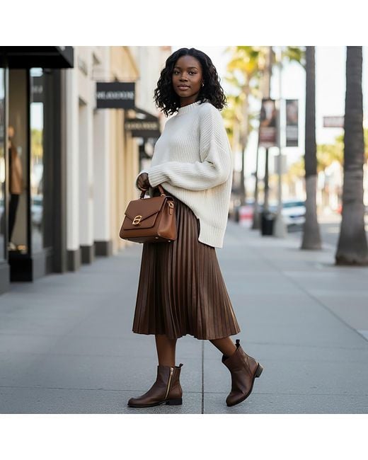 Beautiisoles by Robyn Shreiber Made in Italy Brown Renata Leather Flat Ankle Bootie