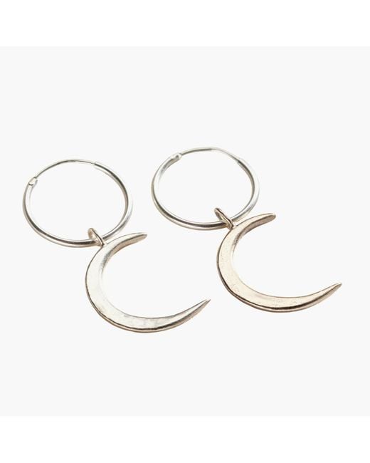 Posh Totty Designs Metallic Sterling Crescent Moon Charm Hoop Earrings