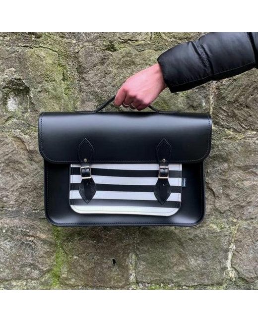 Zatchels Black Handmade Leather 16 Inch Satchel