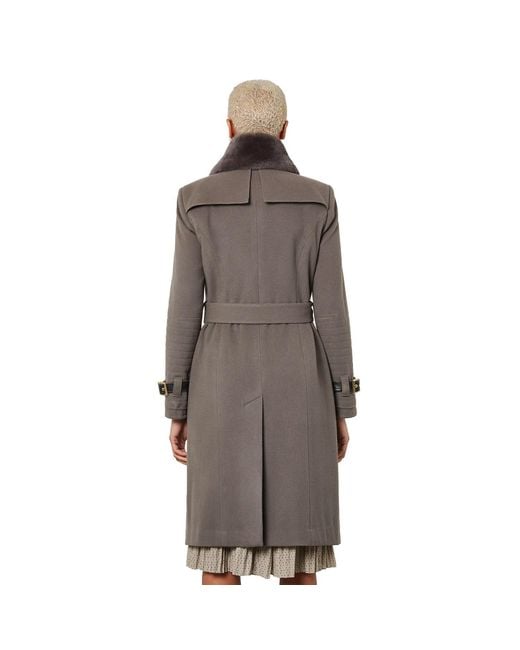 SEREN LONDON Brown Single-Breasted Detachable Fur Collar Coat