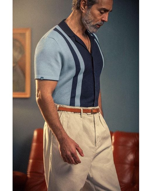 &SONS Trading Co Blue Milano Knitted Polo Shirt for men