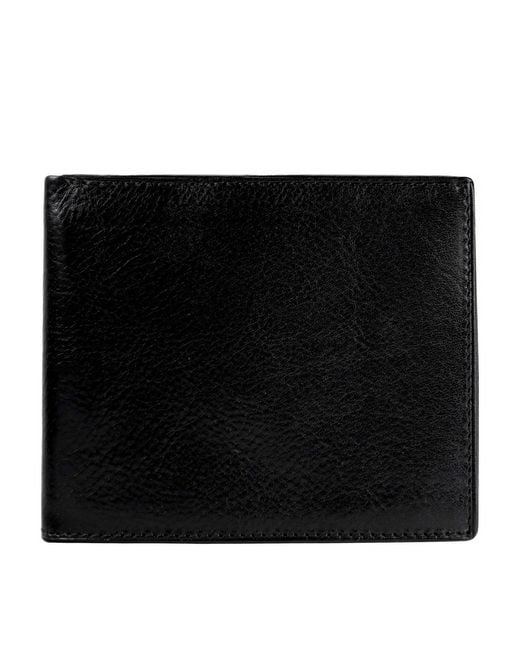 Time Resistance Black Leather Bifold Wallet for men