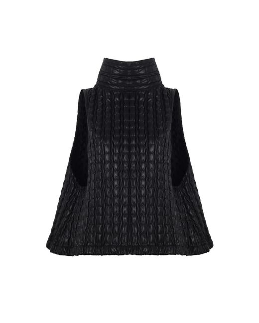 Mirimalist Black Puff Sleeveless Vest Coat