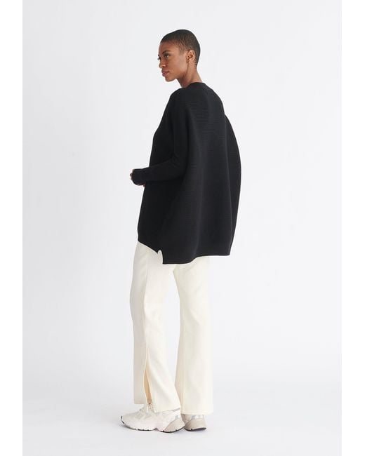 Paisie Black V-Neck Ribbed Jumper