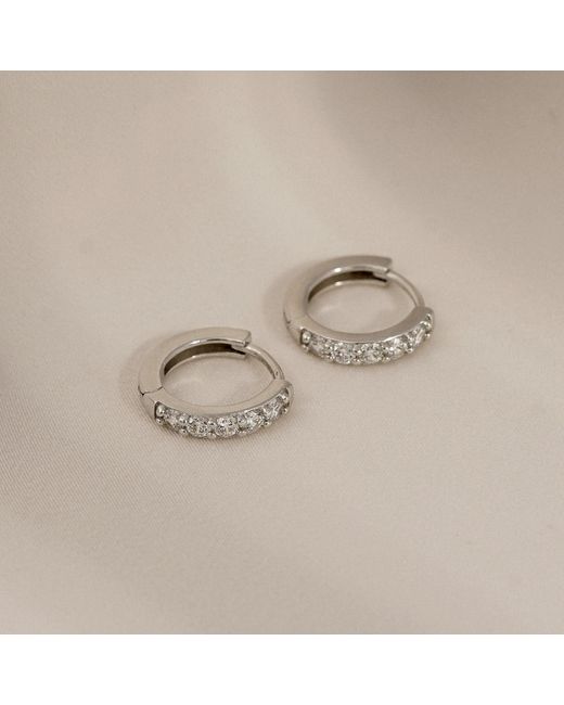Diamonbliss Metallic Pave Hoop Earrings, Eleven Millimeter, Platinum