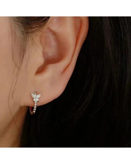Angel Barocco Metallic Butterfly Gem Hoop Earrings