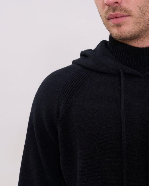 La Granni Blue Knitted Roll Neck Hoodie