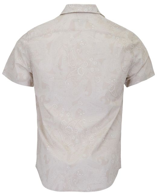 Lords of Harlech White Neutrals Scott Paisley Explosion Ivory Printed Button Up Shirt for men