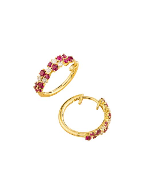 Juvetti Metallic Starry Huggie Earrings Set With Ruby & Diamond