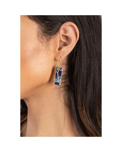 Saachi Blue Gemstone Rectangle Mojave Earrings