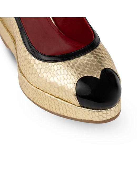 Rosamund Muir London Red Lavinia Cobra Print & Patent Wedges