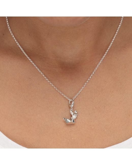 Lily Charmed Metallic Sterling Origami Fox Charm Necklace