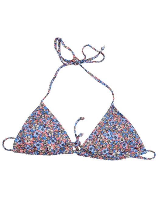 Lords of Harlech Blue Flavia Floral Field Coral Bikini Top