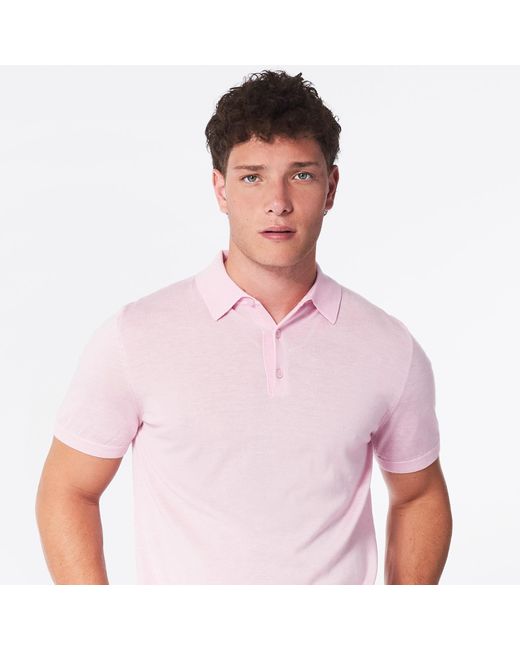 George Patrick Pink Lemonade Cashmere Polo Shirt for men