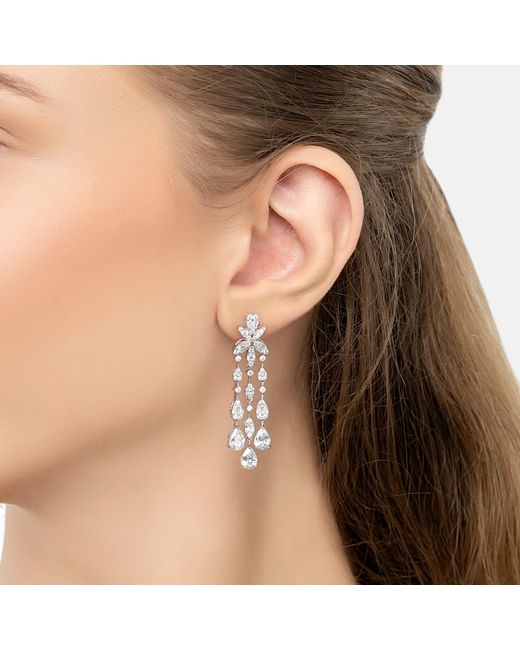 Latelita London White Duchess Moissanite Drop Earrings