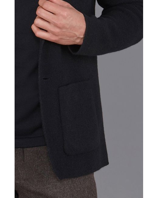 Paul James Knitwear Blue Midweight Lambswool Benedict Knitted Blazer for men