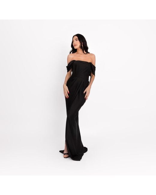 Acob a Porter Black Draped Maxi Dress