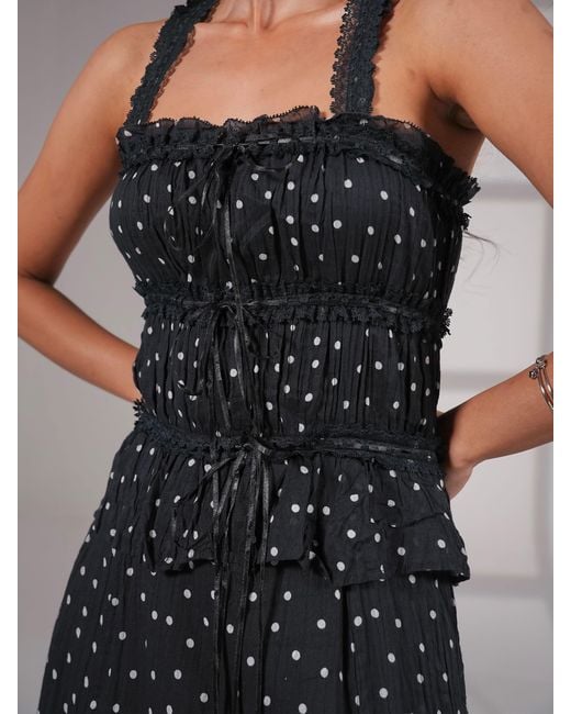 Rose & Nancy Blue Marcia Polka Cami Midi Dress