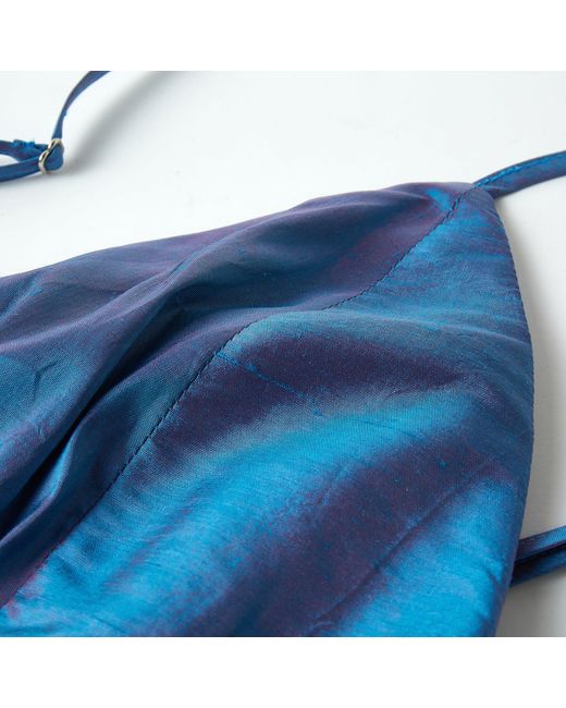 Soft Strokes Silk Blue Mulberry Silk Dupioni Cropped Camisole Top