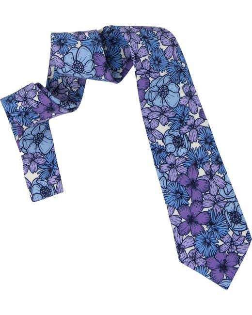 Lords of Harlech Blue Taddeo Dense Floral Merino Tie for men